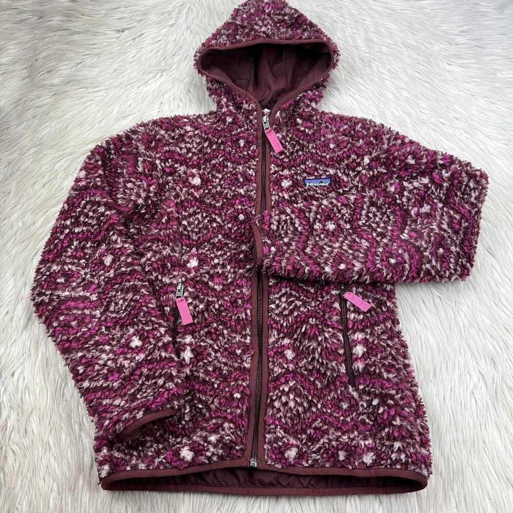 Patagonia Women's XS Retro-X Pink Purple Diamond Fleece Cardigan Jacket Hooded